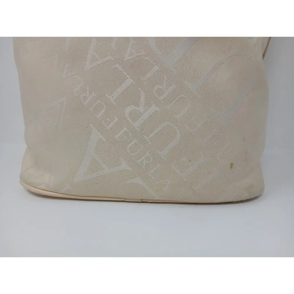 Furla Shoulder Bag Beige And Brown Color Nylon And Leather Used